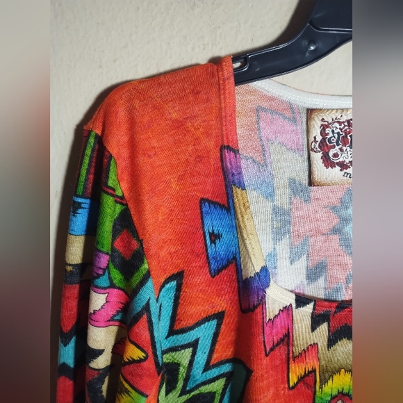 Amma Tunic Top Knit Boho Aztec Southwestern Comfy - Picture 2 of 16